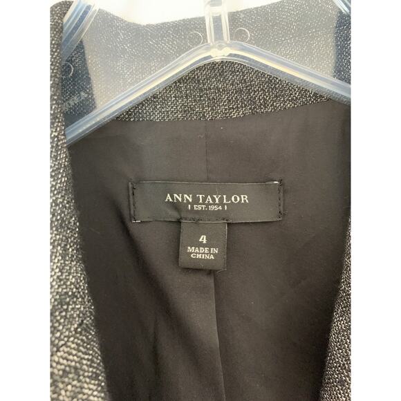 Ann Taylor Womens Jacket 4 Gray Buttons Fitted Wool Blend Lined - Picture 6 of 11